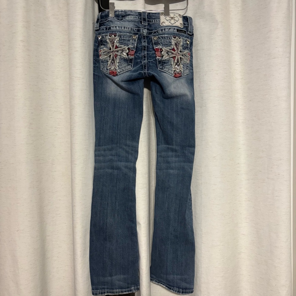 Miss Me Y2K Distressed Blue  Slim Boot Cut Jeans